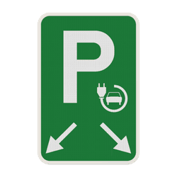 Panneau de stationnement - Borne de recharge + Fl&egrave;ches d'indication