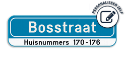 Straatnaambord gepersonaliseerd blauw met huisnummer 700x200mm