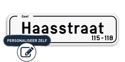 Gepersonaliseerd straatnaambord wit met ondertekst 700x200