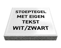 Stoeptegel met tekst wit/zwart (TS-ST_ETDB) - 30x30cm met facetrand