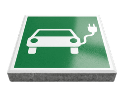 Dalle de signalisation - borne de recharge automobile - 30 x 30 cm avec bord biseaut&eacute;