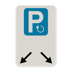 Panneau de stationnement - Borne de recharge + Fl&eacute;ches d'indication