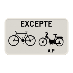 Panneau G2000 - M12 - Except&eacute; cyclistes et cyclomoteurs de classe A