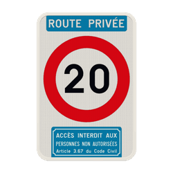 Panneau combin&eacute; - Route priv&eacute;e - C43 - Article 3.67 du Code Civil
