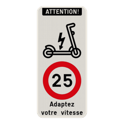 Panneau combin&eacute; - Trottinette - Limitation de vitesse
