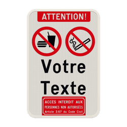 Panneau combin&eacute; avec 2 pictogrammes - Texte personnalis&eacute;