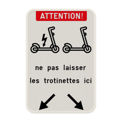 Panneau combin&eacute; avec 2 pictogrammes - Texte personnalis&eacute; - Fl&egrave;ches