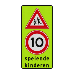 Verkeersbord Spelende kinderen RVV J21 + A1-10 reflecterend