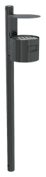 Rookpaal &Oslash;60x1300mm met asbak rond staal met deksel - antracietgrijs