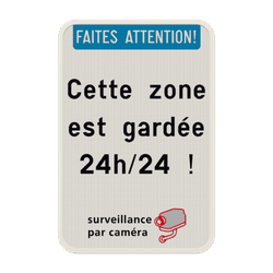 Surveillance par cam&eacute;ra - En-t&ecirc;te - Texte personnalis&eacute; - Pictogramme