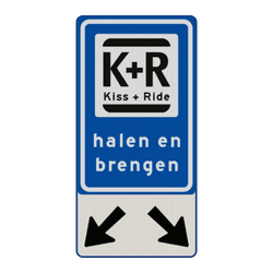 Verkeersbord RVV L52-OB504 K+R halen en brengen met pijlen - reflecterend