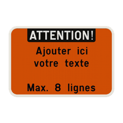 Panneau de Texte Personnalisable - Paysage Blanc/Orange Fluo
