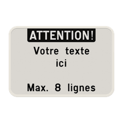 Panneau de Texte Personnalisable - Orientation Paysage Blanc/Noir