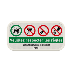 Panneau d'information - 4 pictogrammes - Texte personnalis&eacute;