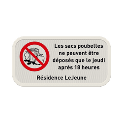 Panneau d'information - Pas de d&eacute;chets - Texte personnalis&eacute;