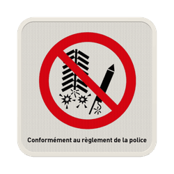Panneau d'interdiction 1:1 - Feux d'artifice interdit - Texte personnalis&eacute;