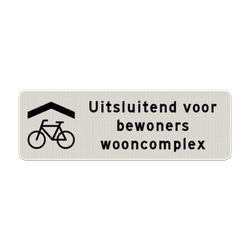 Verkeersbord fietsenstalling uitsluitend voor bewoners complex - reflecterend
