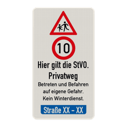 Verkehrsschild Privatweg, Hier gilt die StVO - reflektierend