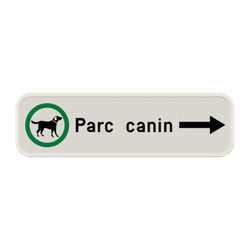 Panneau directionnel “Parc canin” – flèche – signalisation chien