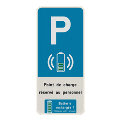 Panneau de stationnement E9 - Borne de chargement + Texte et logo/design personnalis&eacute;s