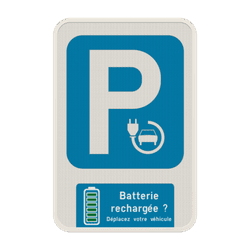Panneau de Stationnement Personnalisable - Batterie Recharge voiture &eacute;lectrique
