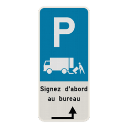 Panneau de stationnement - R&eacute;serv&eacute; aux livraisons - Votre texte - Fl&egrave;ches indicatives
