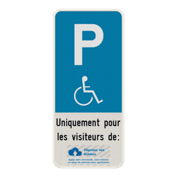 Panneau parking PMR avec logo et texte personnalisés