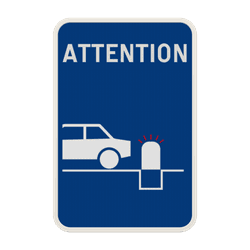 Panneau attention poteau galvanis&eacute; r&eacute;fl&eacute;chissant