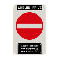 Panneau chemin privé accès interdit personnalisable