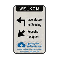 Routebord bedrijven terrein met 2 verwijzingen + logo - reflecterend