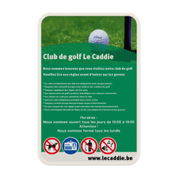 Panneau r&eacute;glementaire personnalisable (golf)
