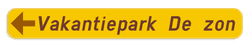Verkeersbord SB250 F37 - Wegwijzer naar hotels, campings, restaurant - links