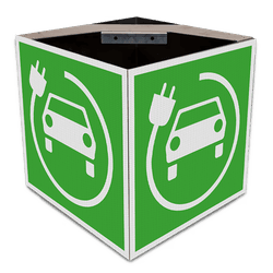 Parkplatzschild E-Auto (Ladestationen) 4‑seitig KUBUS &ndash; reflektierend