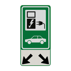 Verkeersbord oplaadpunt elektrische voertuigen + pijlen (groen) - reflecterend