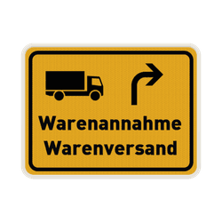 Verkehrsschild - Warenannahme/Warenversand mit Piktogram/Pfeil - reflektierend