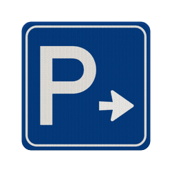 Verkeersbord parkeerplaats route + pijl - reflecterend