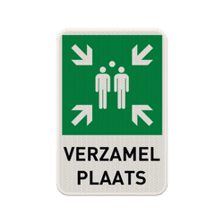 Bord verzamelplaats BHV met tekst verzamelplaats - reflecterend