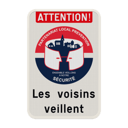 Panneau Partenariat Local Pr&eacute;vention &ndash; Attention ! &ndash; Texte personnalis&eacute;​