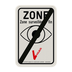 Panneau VIGILIS &ndash; Fin de la zone surveill&eacute;e &ndash; Surveillance Belge​