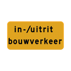 Verkeersbord in-/uitrit bouwverkeer - RVV OB624t - reflecterend