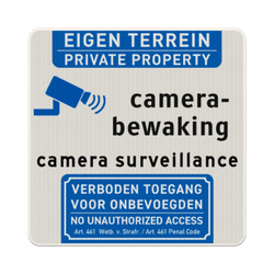Bord private property, camera surveillance 2-talig (NL/ENG) - reflecterend