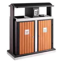 Buitenafvalbak afvalscheiding TS-GROVE-DUO-100L houtlook - 2x 50 liter