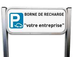 Panneau personnalisable pour borne de recharge avec poteaux