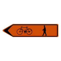 Panneau temporaire - F41 - Pi&eacute;tons/cyclistes - Gauche