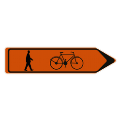 Panneau temporaire - F41 - Pi&eacute;tons/cyclistes - Droite