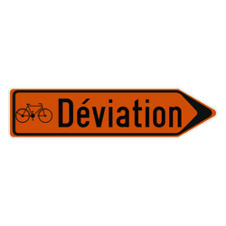 Panneau temporaire F41 D&eacute;viation &agrave; droite avec texte et pictogramme personnalis&eacute;s