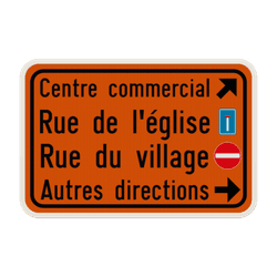 Panneau de signalisation - F39 - 4 blocs de texte + pictogrammes