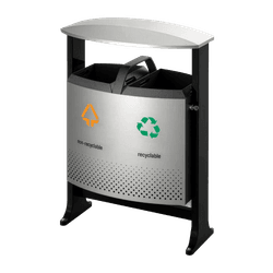 Afvalscheidingsbak staal TS-SORTFLOW-DUO-78L zwart/aluminiumgrijs - 2x39 liter