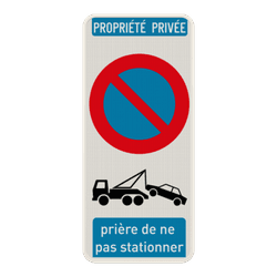 Panneau d&eacute;fense de stationner B6a1 - propri&eacute;t&eacute; priv&eacute;e personnalisable