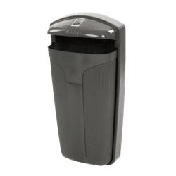 Buiten afvalbak kunststof grijs 50 liter - paal of muurbevestiging